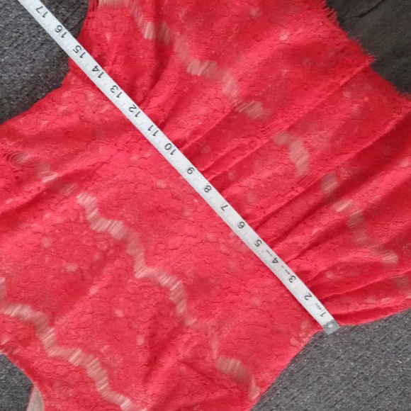 🧡Maeve🧡 - Red-Orange Lace S/S Peplum Top - Picture 11 of 12